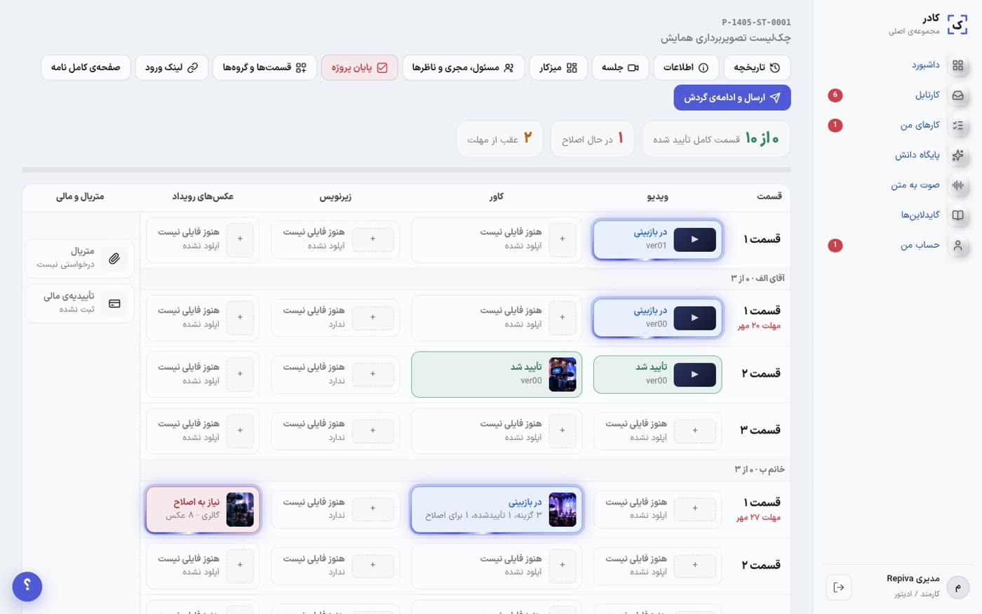 پروژه‌ی منظم در کادر